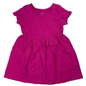 Moon and Back Toddler Girls 5T Pink Short Sleeve Organic Cotton Crew Neck Dress